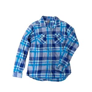 Eddie Bauer Blue Casual Button Down Flannel Shirt
